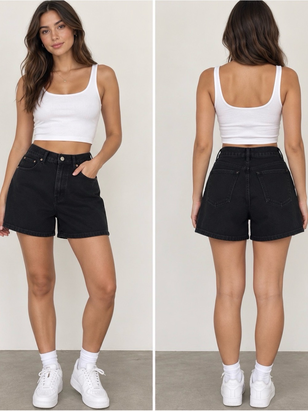 Zara Black High-Rise Denim Shorts